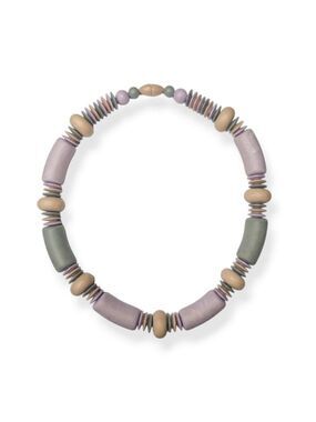 1987 Vintage Morandi Pastel Purple Green & Cream Chunky Bead Necklace